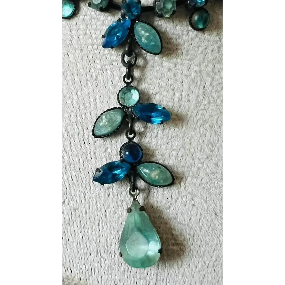Vintage 16” Blue Rhinestone Y-Necklace
